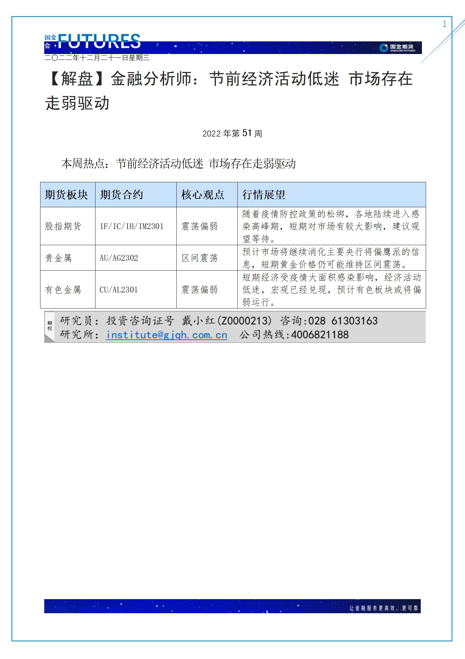 第51周解盘：节前经济活动低迷 市场存在走弱驱动—金融分析师_01.jpg